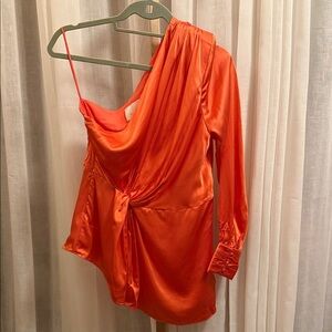 Cinq à Sept Orange Asymmetrical Blouse